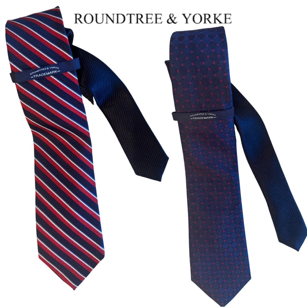 BUNDLE Roundtree & Yorke Patriotic USA Red White Blue Tie Bundle Mens Boys Silk